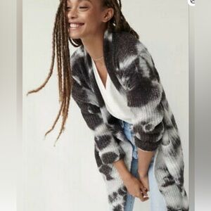 Anthropologie Avalon Black and Gray Tie-Dye Cardigan